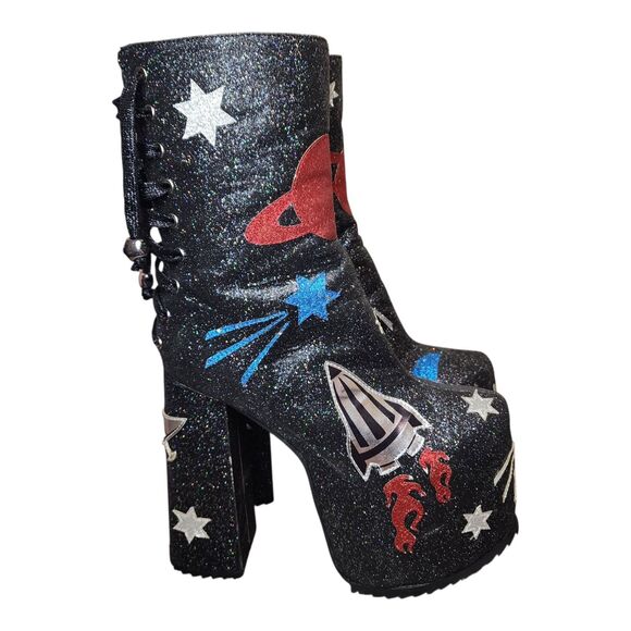 Current Mood Platform Boots Space Invasion Dolls Kill Goth Punk Womens 8 - Picture 2 of 16